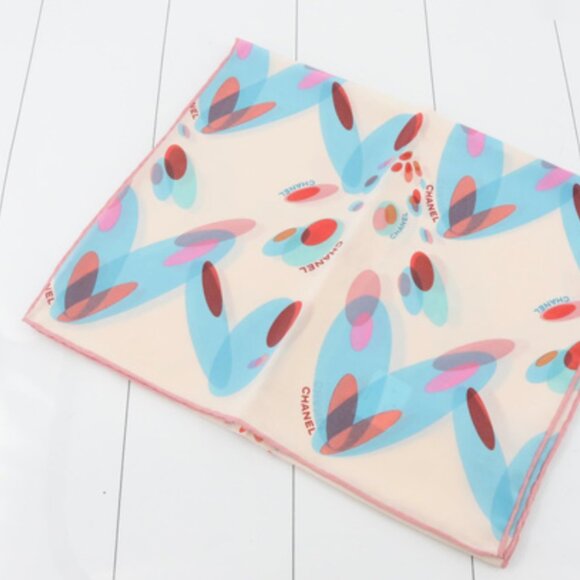 Chanel NWT NIB pink cream Multicolor Silk stole Scarf - Picture 1 of 8
